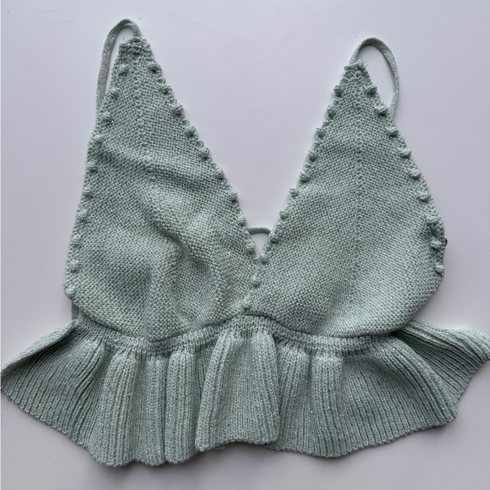 Zara Light Green Knit Top Small